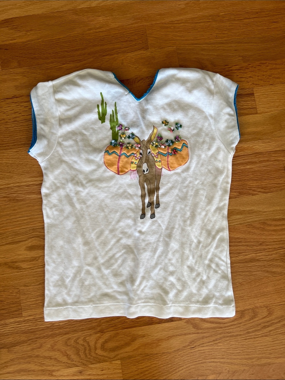 Vintage Organically Grown Womens L Short Sleeve Tee with Colorful Donkey Graphic